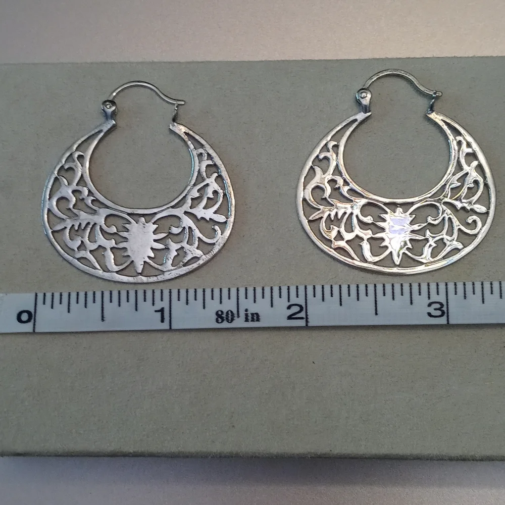 Sterling silver cut out hoops